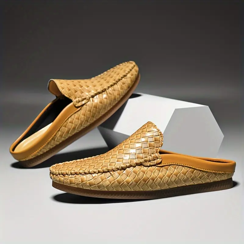 mens trendy solid colour hollow out mule shoes comfy non slip casual slippers for mens outdoor activities details 5