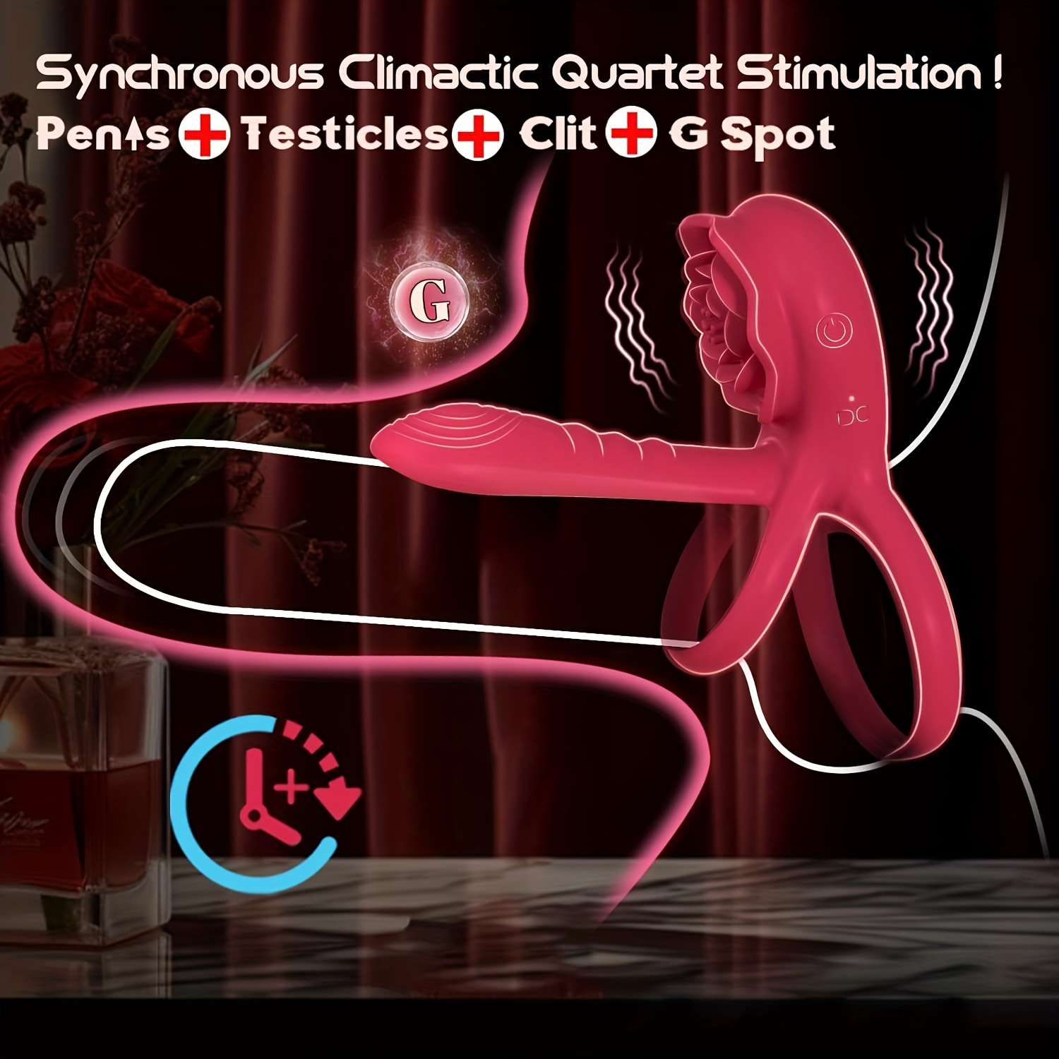 vibrating rooster ring rose stimulator sleeve - Temu