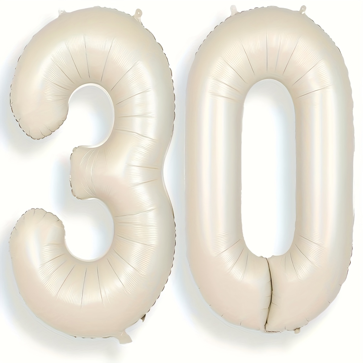 Image of 2pcs Giant Number 30 Balloons - 32-inch Ivory & For 30th Birthday Party Decorations, Number Balloons For 30 Years Celebration, Birthday Party Supplies
