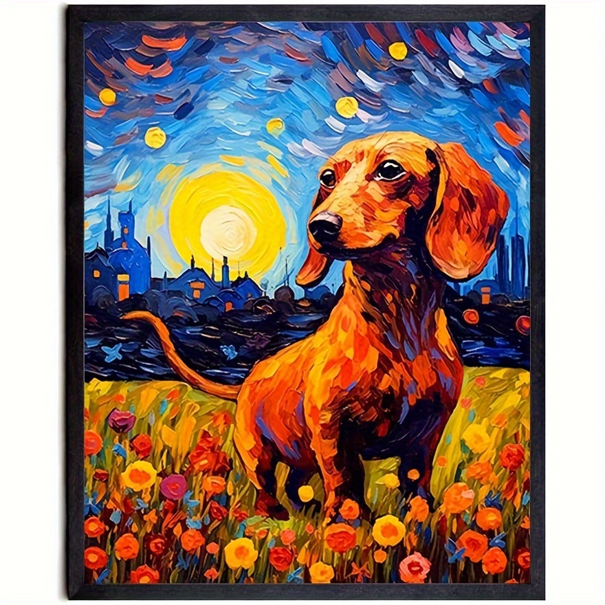 Comprar Pintura de diamante 5D DIY de perro salchicha, patrón de Animal,  bordado de diamantes, punto de cruz, arte de pared, decoración del hogar de  noche estrellada de Van Gogh