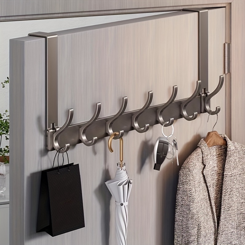 

Easy-install Over-the-door Hook - Foldable, No-drill Aluminum Hanger For Clothes & Storage In Bathroom And Bedroom