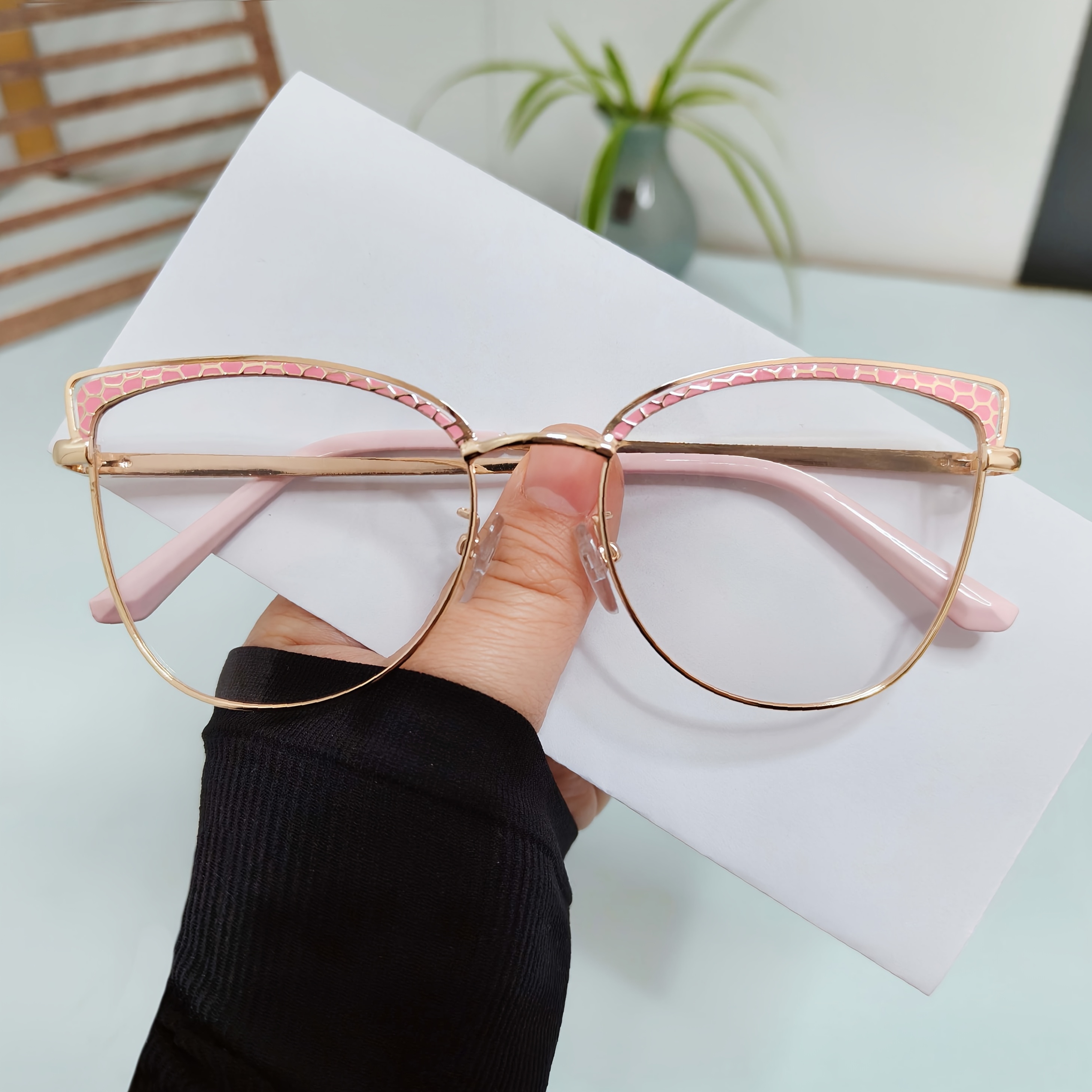 Gafas de Moda 2D para Mujer Completa con Espejo Decorativo y Rosa  y Dorado, Gafas Sol para Uso y