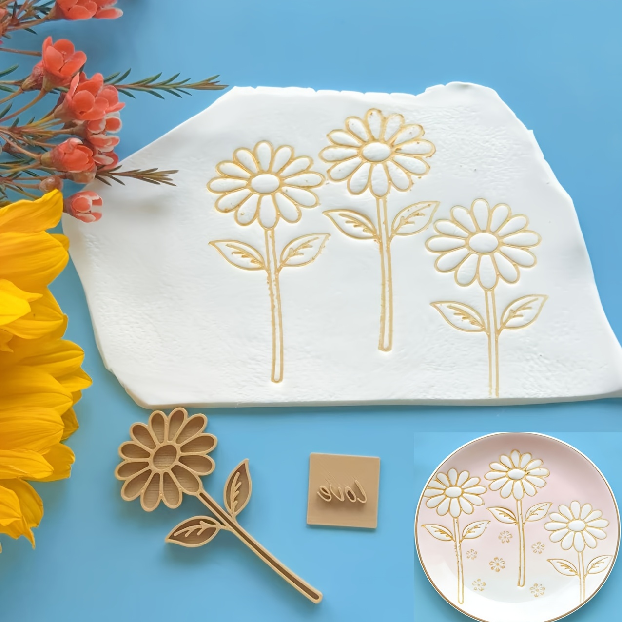 TEMU Lot de 2 moules à surdimensionnés en de fleur de 2,83 pouces, et un ensemble de "", utilisant un motif floral élégant et . Ces grandes de fleur