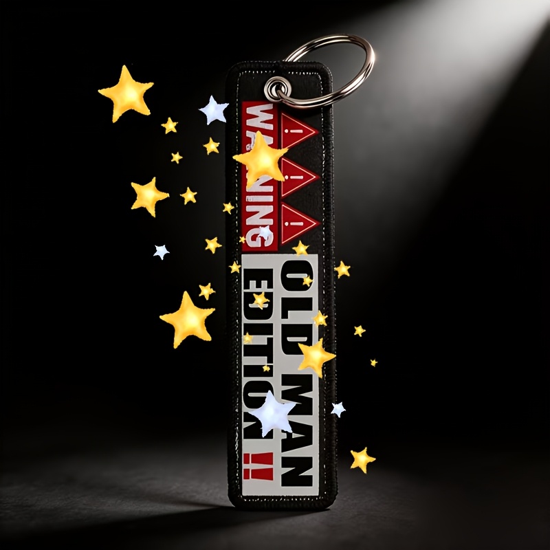 Image of Old For Man Edition Embroidered Car Keychains Keyring Keys Tag Women For Man Fashion Accessories Jewelry Gift For Motorcycle Car Scooter Bike