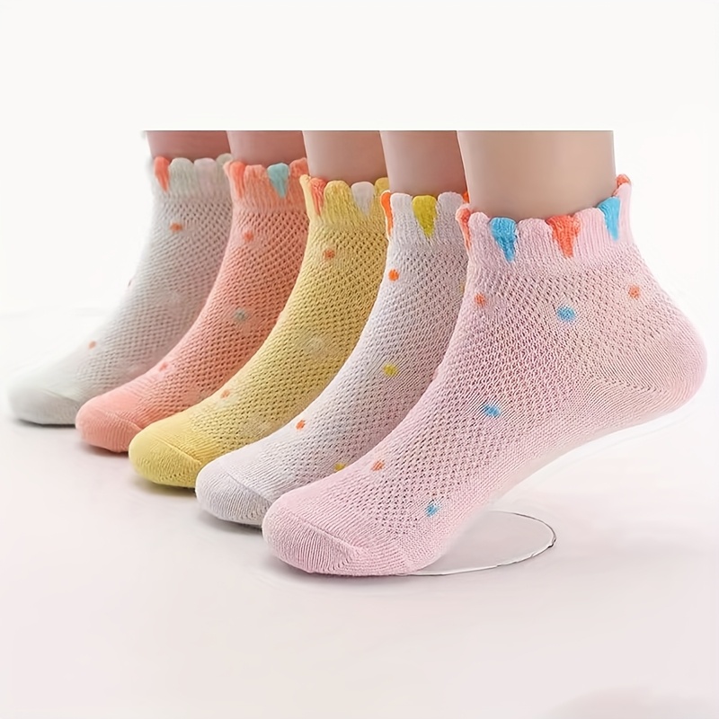 E-shop 5 Paar dünne, atmungsaktive, mittelhohe Socken für Mädchen, geeignet für Frühling und Sommer