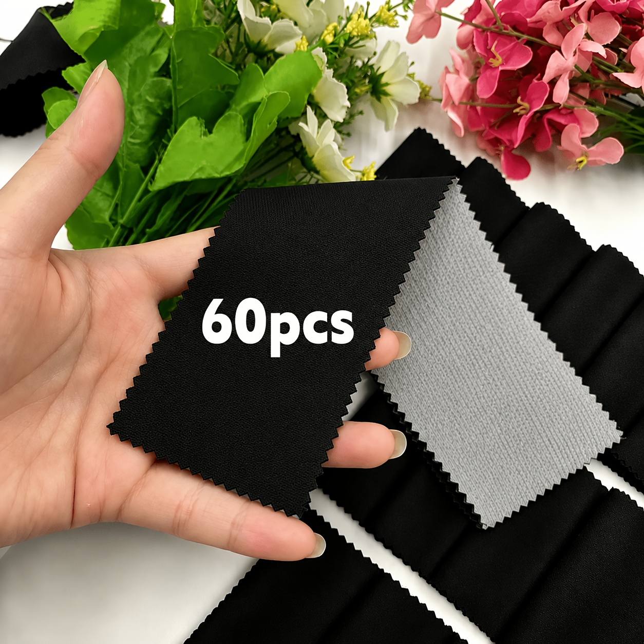 TEMU Lot de 60 rouleaux de tissu de matelassage noir - Bandes de tissu prédécoupées pour matelassage DIY, décoration intérieure et de couture