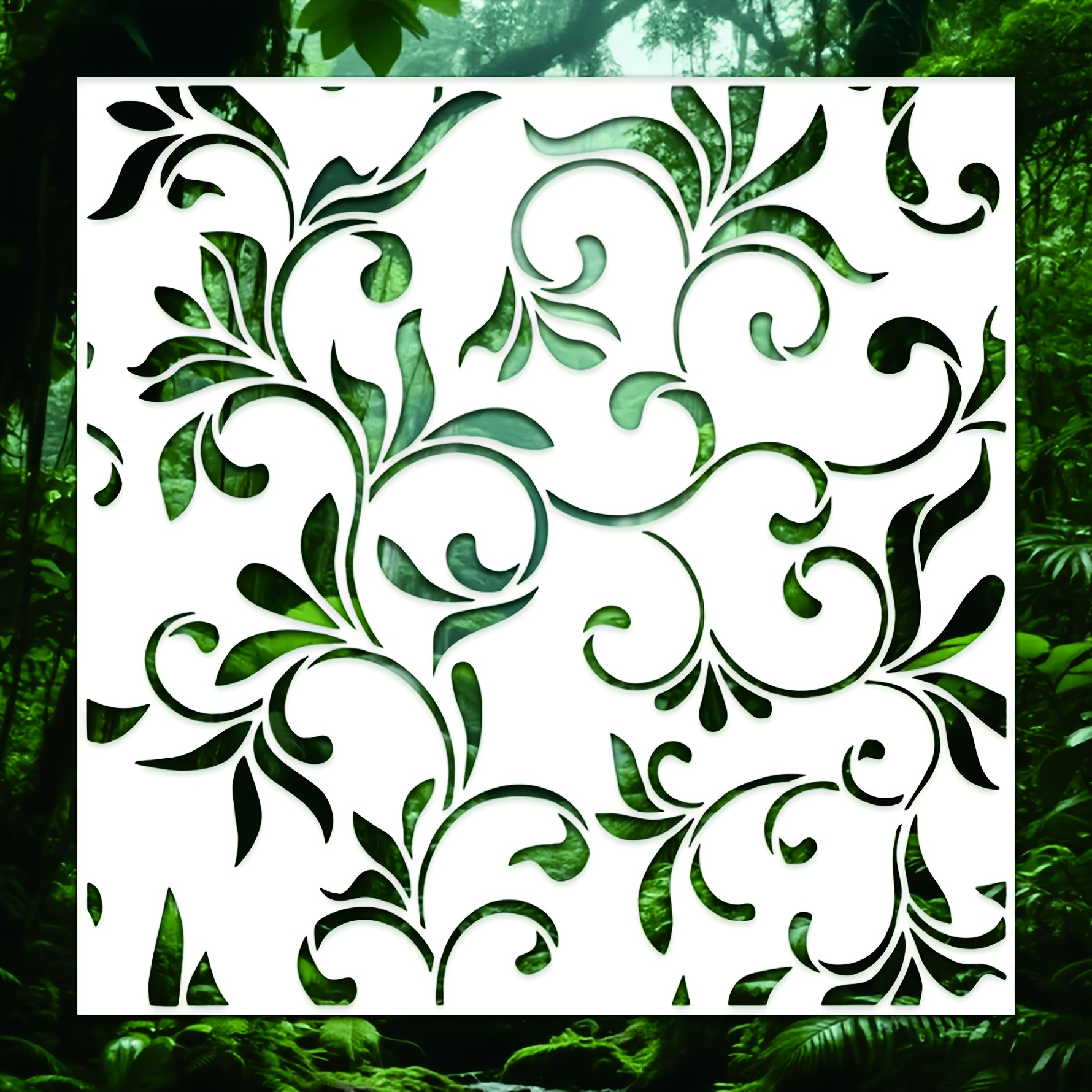 TEMU 1 pochoir à motif damassé floral baroque, 11,8 x 11,8 pouces, gabarit réutilisable de style vintage pour meubles muraux, matériau PET facile à