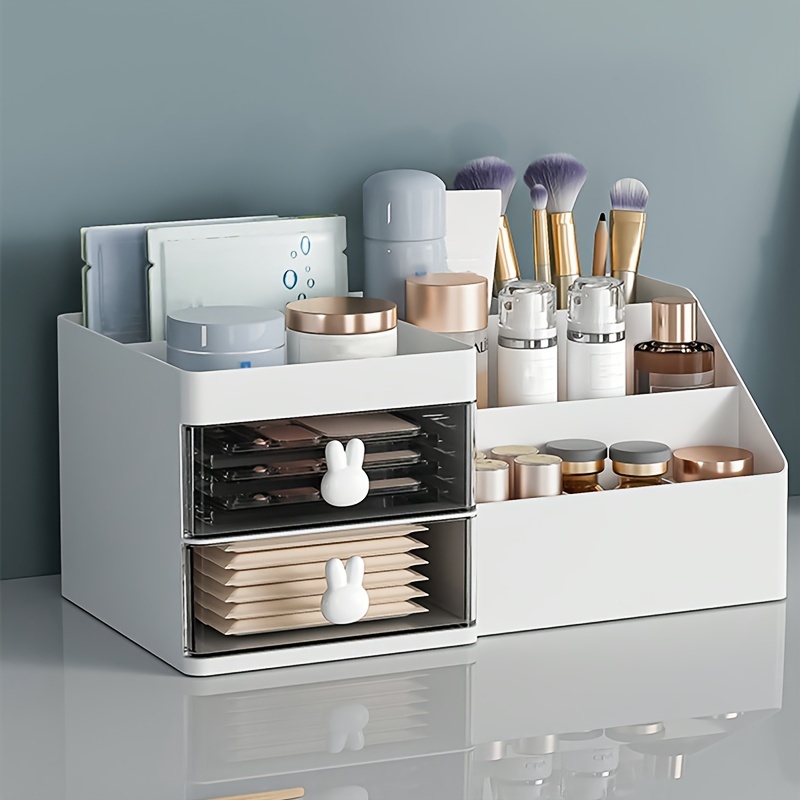

1pc Drawer Type Cosmetic Storage Box, Plastic Makeup Storage Rack, Large Capacity Skincare Stationary Storage Container, Multi-functional Makeup Organizer