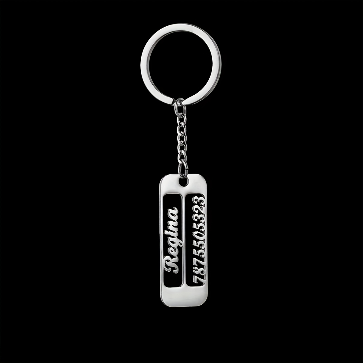 TEMU 1 Personalized Custom Keychain, Custom Name Letters, Number Keychain, Stainless Steel Golden And Silvery Custom Nameplate Keychain, Bag Car Key