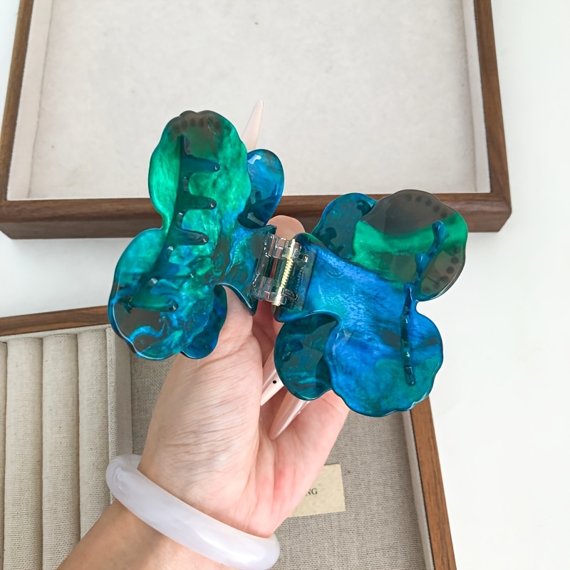 1pc bohemian floral   hair clip acetate marble glitter hairpin with sparkling   medium size hair accessories for women beach travel party valentines gift   teal   red cute hair accessories luxury aesthetic vibrant   Product details 4