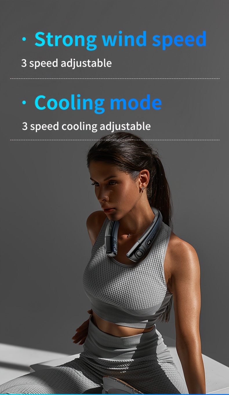 5200Mah Neck Fan, Portable Air Conditioning Fan, Ergonomic Personal Cooling Fan, Type-C Rechargeable, 3D Airflow Wearable, LED Screen, 3 Modes, a Gift for Men And Women, Suitable for Outdoor Travel And Indoor Use