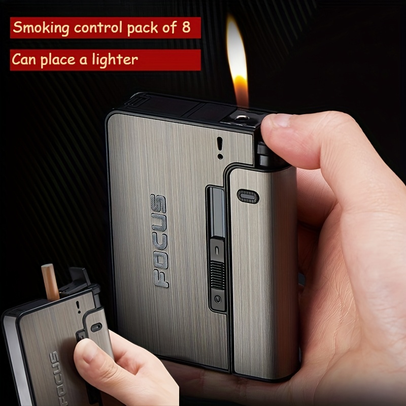 Portable automatic cigarette case with built-in lighter slot