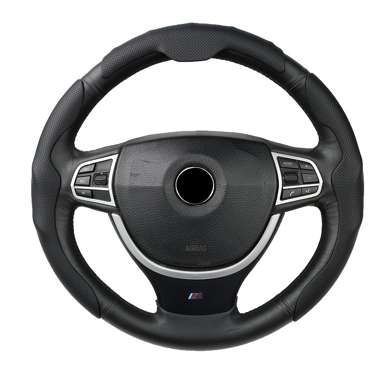Universal Car Pu Pu Leather Steering Wheel Cover For Men And Women, , Anti-slip, Sweat-absorbent, Wear-resistant, Card Slot, Perforated, 3pcs Set, Multiple Colors