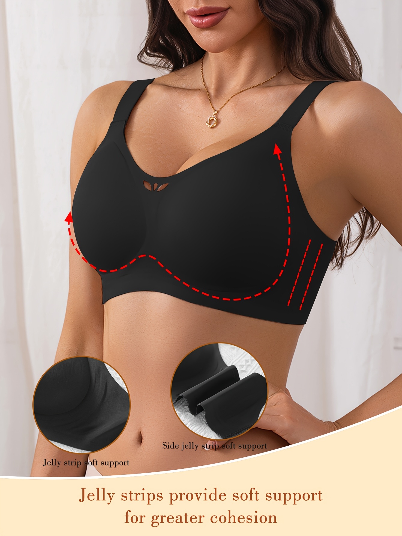 5pcs Seamless Jelly Sports Bra Set, Adjustable Straps