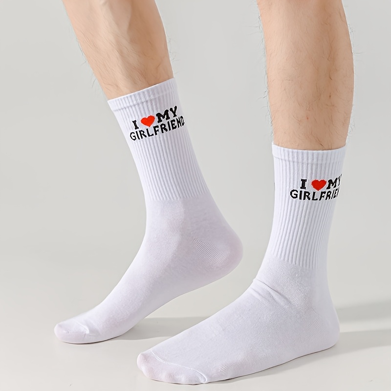 E-shop 1 Paar "Ich liebe Freund/Freundin" Valentinstag Paar Liebesbrief Mittlere gute Qualität Socken Atmungsaktiv und Bequem Unisex Socken Perfektes