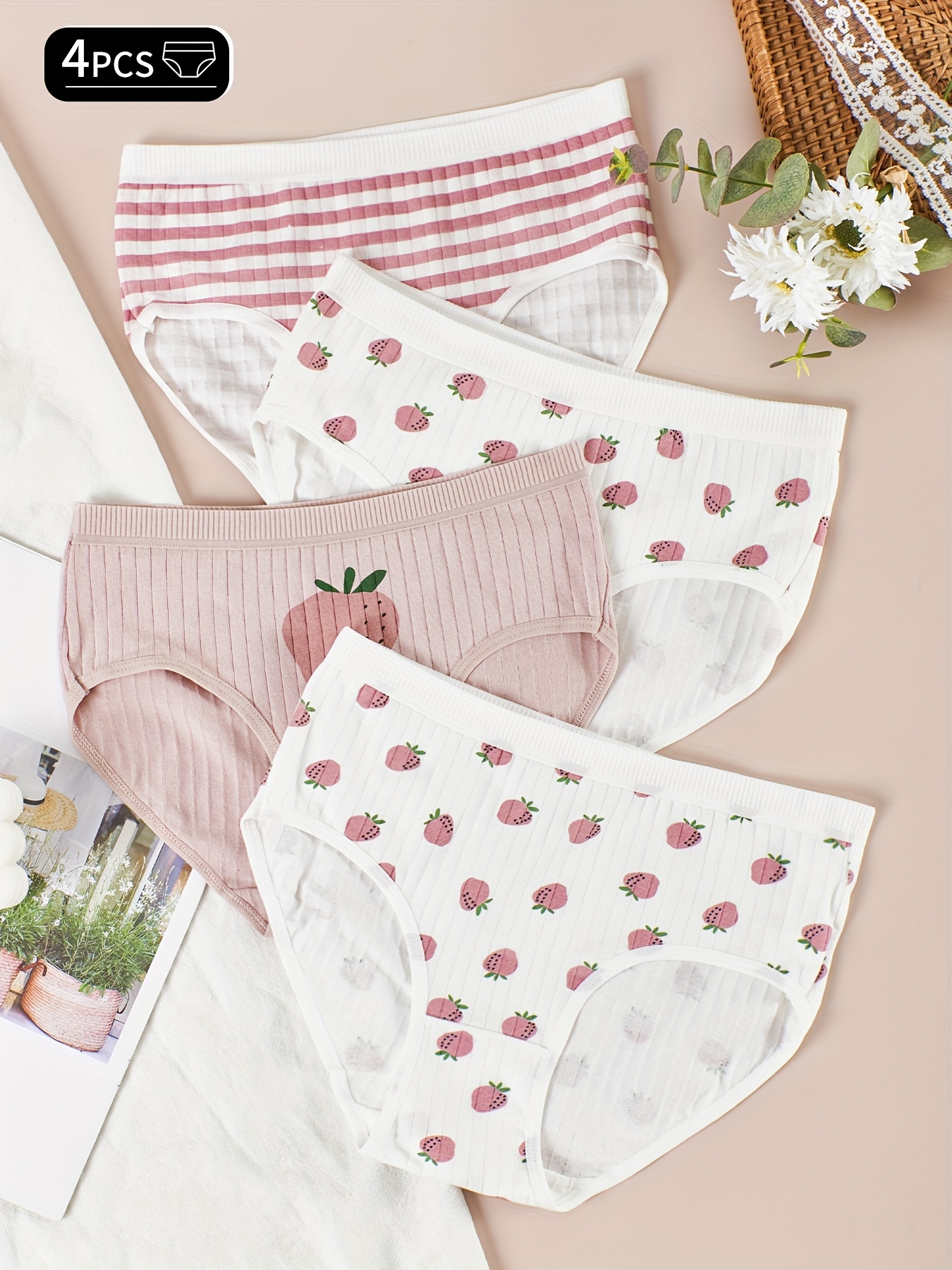 Strawberry Print Underwear - Temu