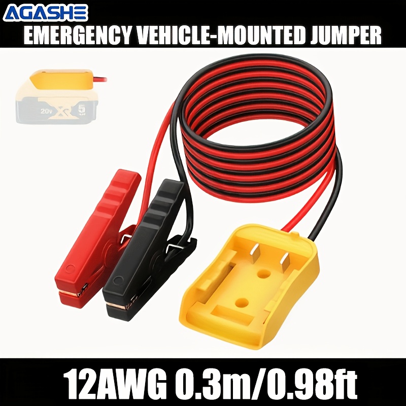 TEMU Agashe 12awg 12-24v Jumper Cables 0./0.98ft, Portable Vehicle Starters For Tool Batteries, Heavy-duty Automotive Booster Cables, Emergency Car