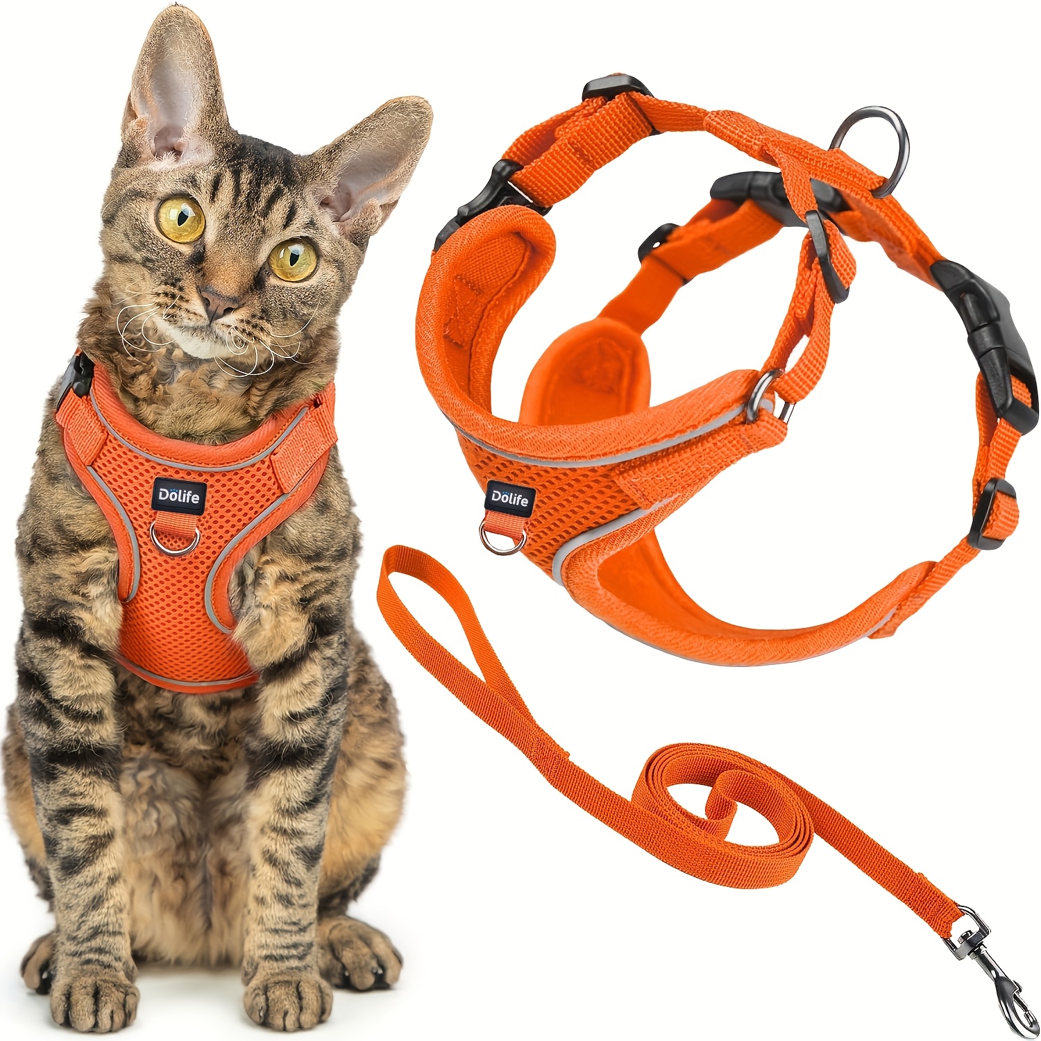 TEMU Escape-proof Cat Harness And Leash System With Adjustable Harness, Breathable Mesh Collar & Reflective Leash Suitable For /outdoor Use, Machine