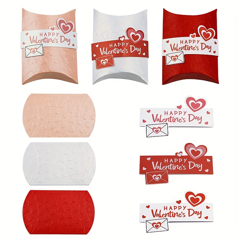 

50-pack Valentine's Day Gift Boxes With Heart-shaped Pillow Covers, Assorted Colors, Paper Material, Includes Gift Tags For Wedding, Bridal Shower, Birthday, And Gifting