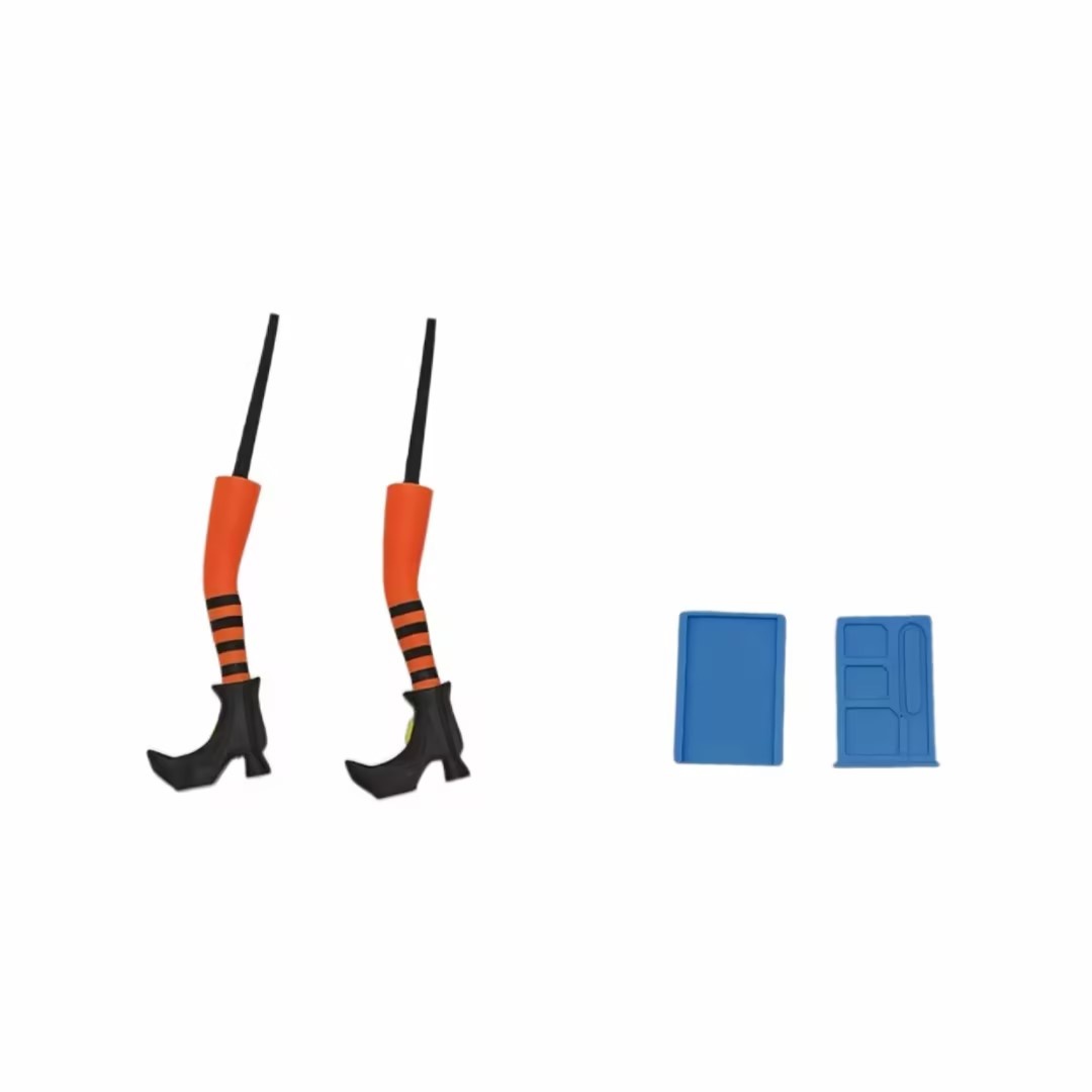 TEMU 3pcs Set (2pcs Witch Leg Flowerpot Decorations And Sm Card Storage Box) Evil Witch Leg Flowerpot Decoration Or Cake Base, Garden Halloween Witch