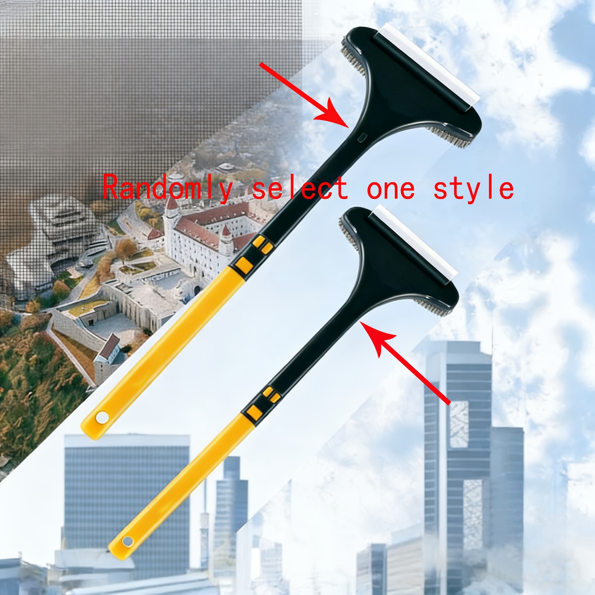 Image of 2-in-1 Window Cleaning Brush And Screen Cleaning Brush Glass Wiper Cleaning Equipment Dry Wet Dual-use Multifunctional Net Brush Random Style 1pc