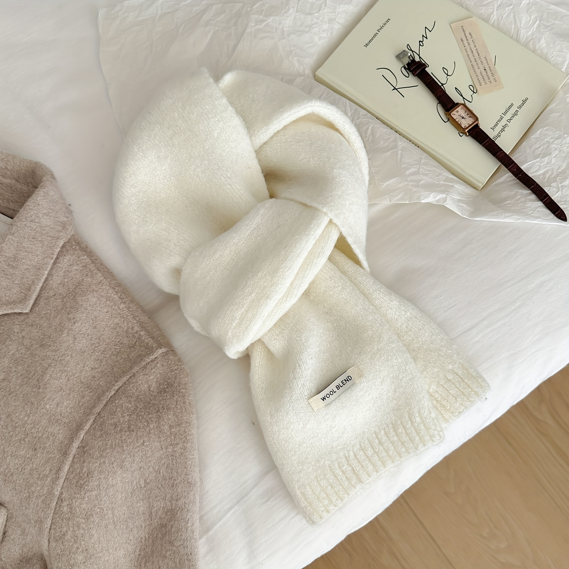 1pc Wool Scarf - Women' Color Thickened Warm Neck Scarf Shawl