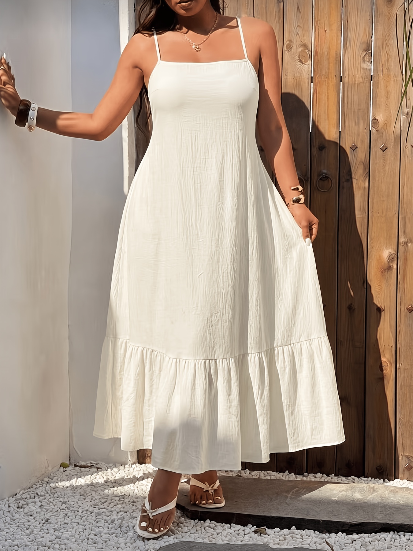 plus size cream dress sold on Temu United States