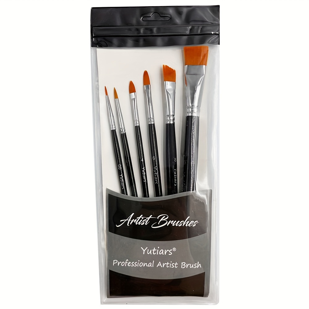 

6-piece Artist Paint Brush Set - Premium Quality Brushes For Acrylic, Watercolor, Oil, Gouache Painting - Smooth Application, Easy To Clean, Multi-function Body And Face Painting Tools