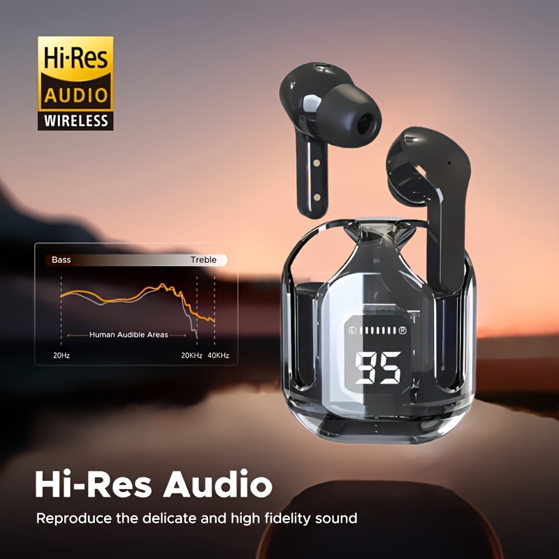 Écouteurs Sans Fil Transparents 5.3 avec Réduction de Bruit ENC, Microphone Stéréo HiFi Double, Écouteurs Intra-Auriculaires avec Charge et Affichage Numérique LED, Casque Sport – Image 4