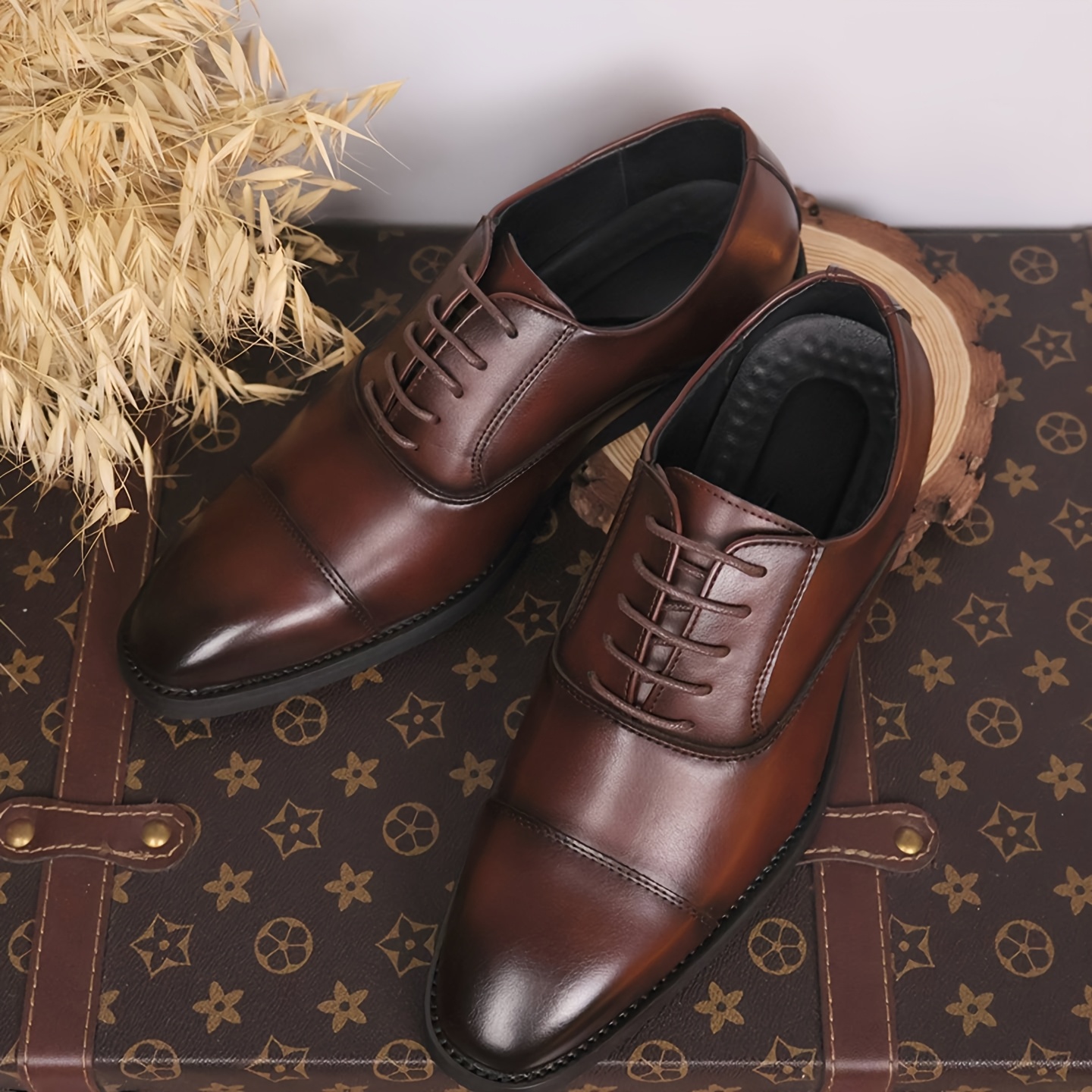 mens brown dress shoes sold on Temu United States