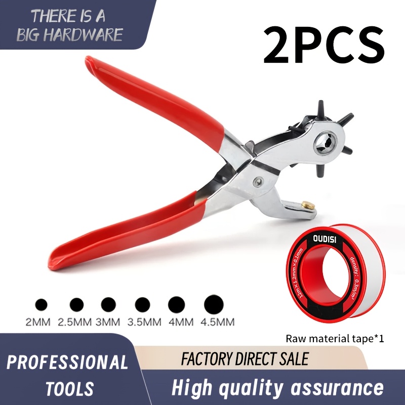 TEMU Oudisi Heavy Duty Leather Punch With Multi-hole Punching System (//square/star/heart/clover) - Diy Punch Pliers Suitable For Belts, Bags, Watch