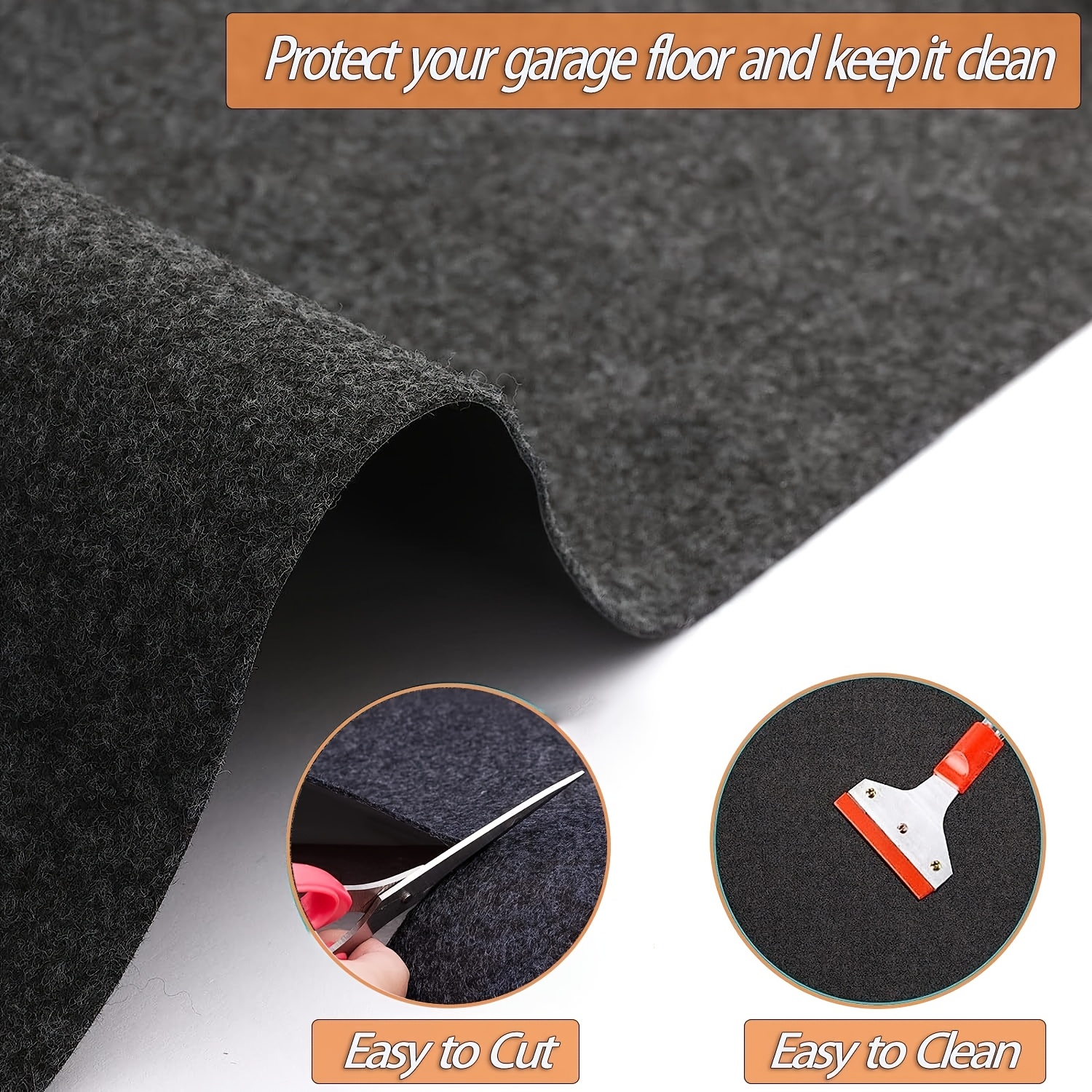 Garage Floor Mat 91.5 * 122cm/91.5 * 91.5cm/91.5 * 183cm/2.0 * 2.6m/2.23 * 5.2m, Mechanic Pad - Protects Floor from Spills, Drips, Splashes and Stains | Washable, Cut to Size, Non Slip Floor Mat