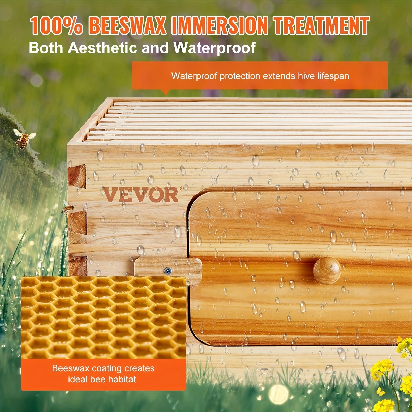 Bee Hive Medium Box Kit Beeswax Coated Natural Cedar Temu