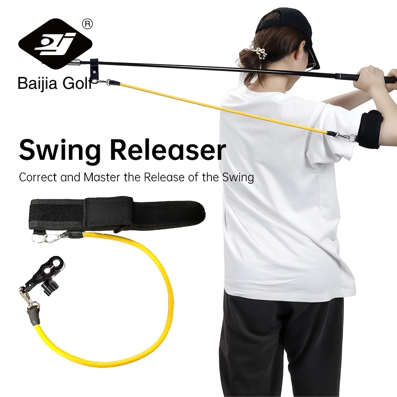 

1 Uncharged Golf Swing Delay Release Trainer, Black, Strength Practice Rope, Made Of Pa (polyamide, Nylon) Material, With Arm Release Assist, For Universal Use