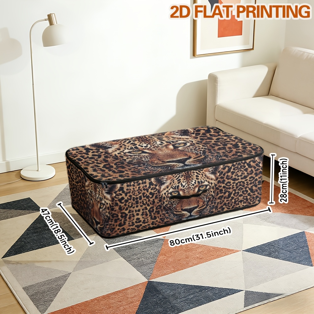 TEMU 1pc Suitable For Closet Underbed Storage Box Organizer With 2d Print Pattern Leopard Face Pattern - Rectangular Box,for ,clothes Bedding Shelf
