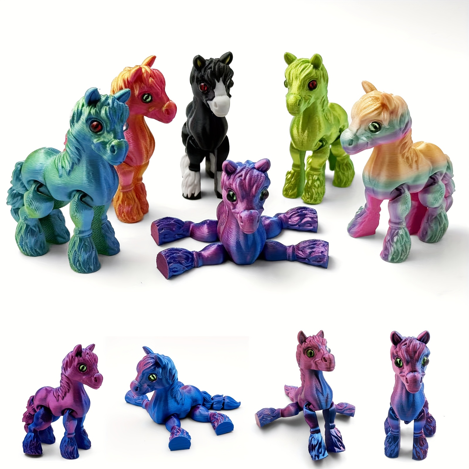 TEMU 6 3d Collectible Figurines, Soft Animal Figurines, Movable Joints, Home Office Decor