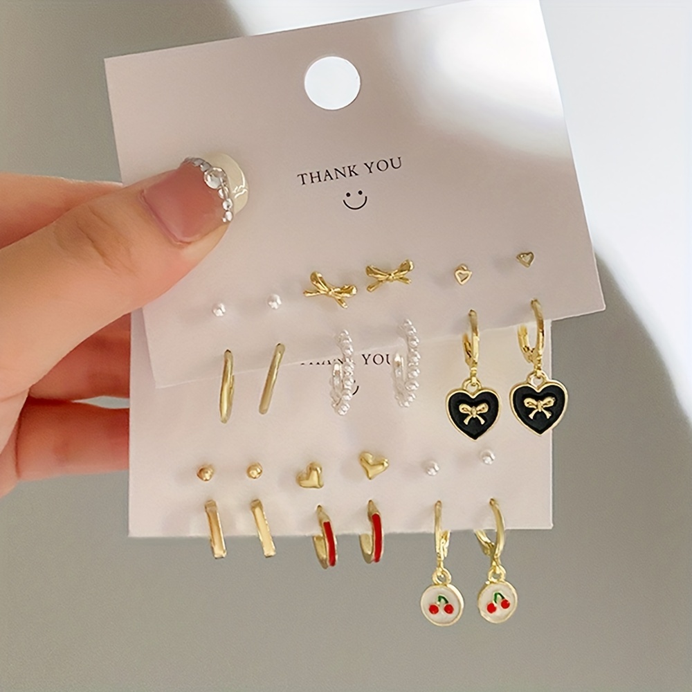 3 Pairs Faux Pearl Bow Earrings Set — Creative Gift