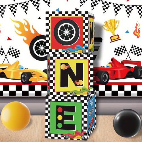 3pcs paper racing theme birthday party balloon box decorations suitable for racing theme first birthday party decorations