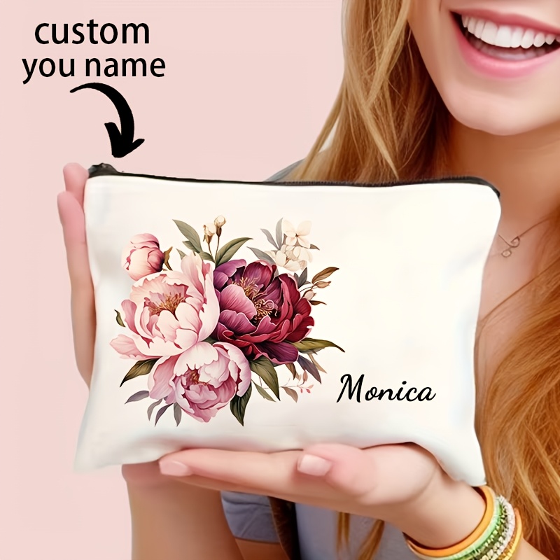 TEMU Neceser de cosméticos personalizado con floral, 1-3 piezas, - Bolso de tipo clutch de viaje para artículos de tocador - Estuche para lápices,