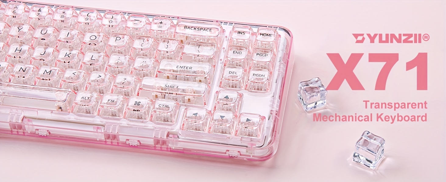 x71 pink transparent mechanical keyboard clear - Temu