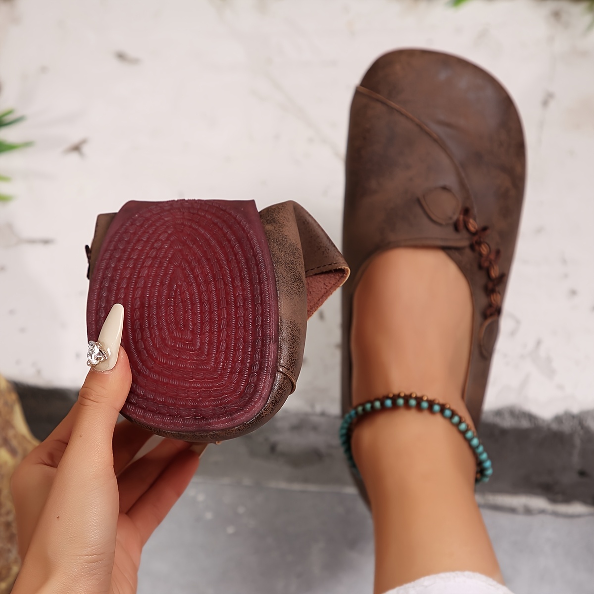 Image of Fashionable Women's Lace-trimmed Vintage Style Flat Shoes, Women Shoes