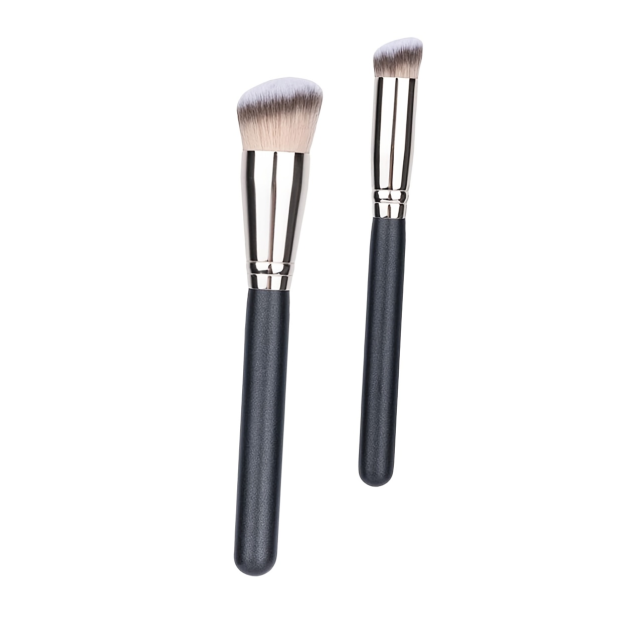 Image of 2pcs Foundation Brush And Concealer Brush, Professional Flat Tip Kabuki Brush For Liquid Foundation, Polishing