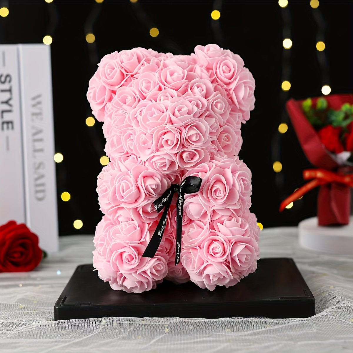 Image of Tongyunacheng Rose Bear, Rose Bear, Floral , Flower , Complete Rose Bear Set, Best Valentine's Day Gift, Anniversary, 23cm