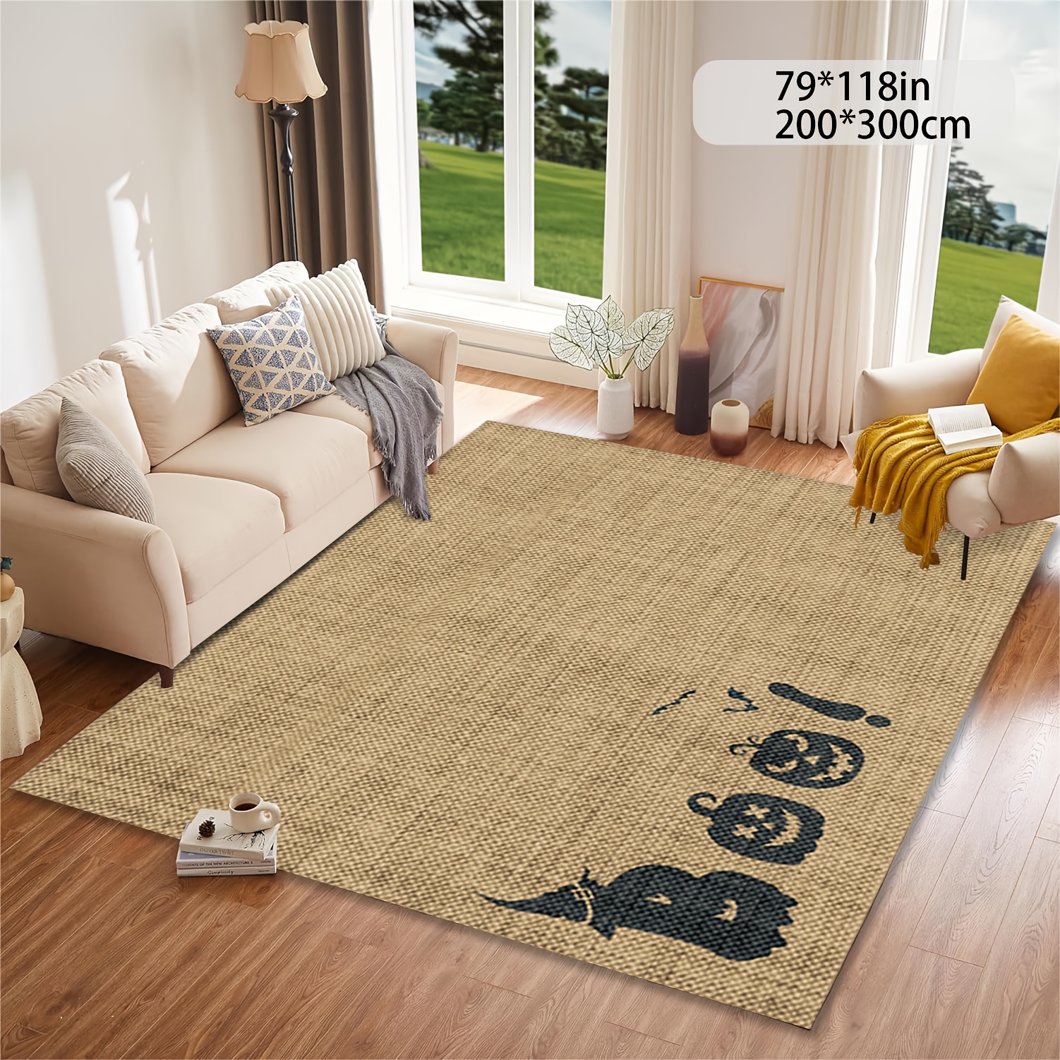 

Tapis extérieur en toile de jute tissée avec motif citrouille pour une décoration non-glissante et sécurisée dans votre maison.