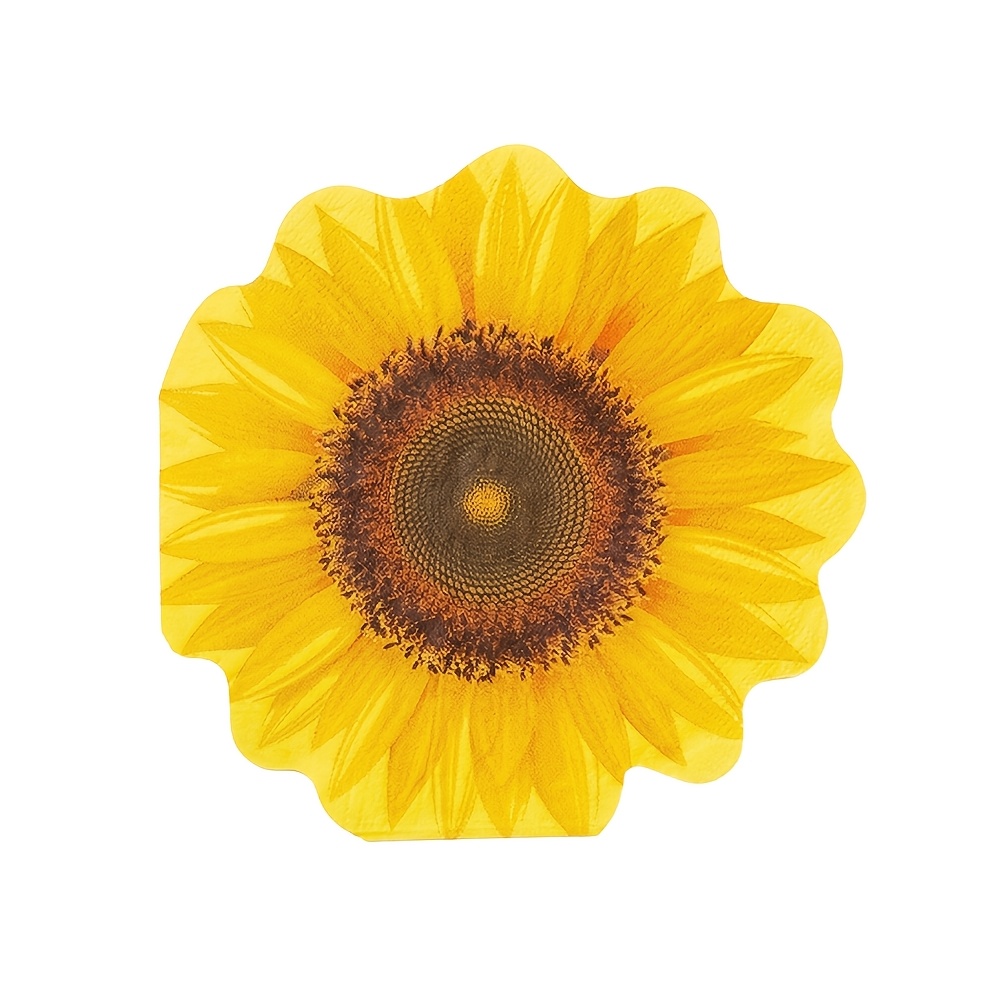 Image of 16/48pcs Sunflower Tissue Paper, Sunflower Festival Wedding Holiday Napkins, Special-shaped Tissue Paper