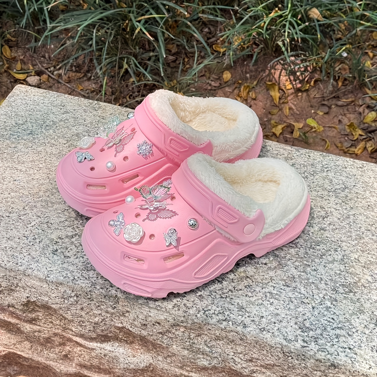 TEMU Recommended Styles, Comfortable Plush Hole Shoes, Casual Footwear, Eva Thick Sole High Elasticity, Soft And Warm Winter Lazy Shoes, Large Size ,