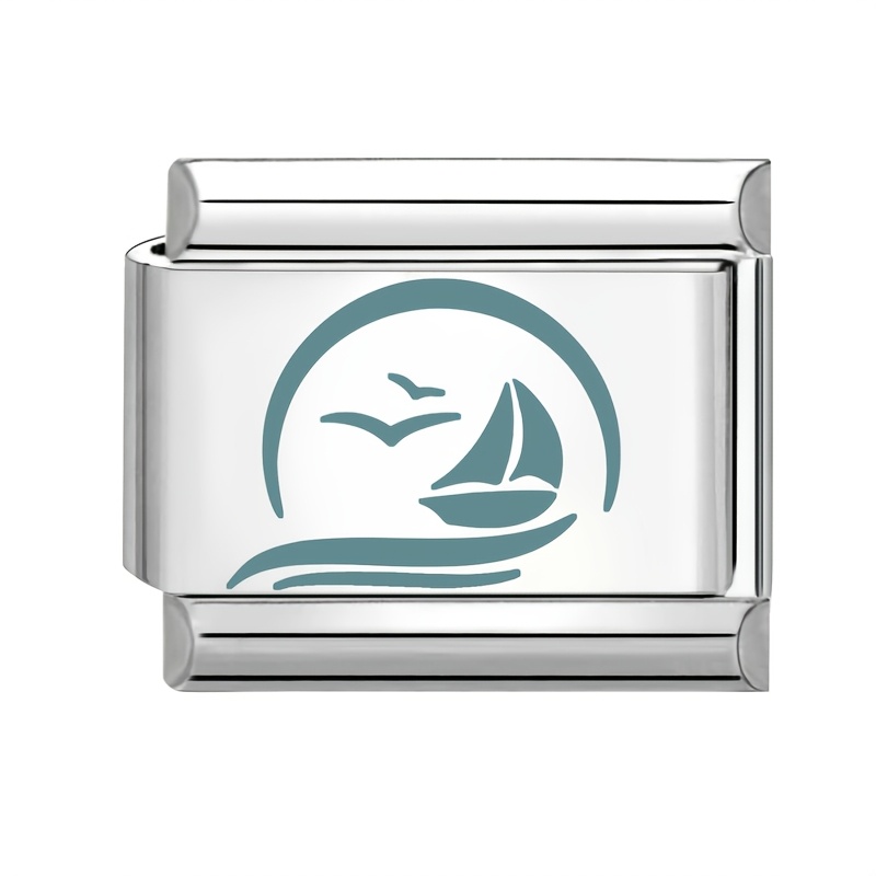 Exquisite Blue Pattern Embossed Ocean Elements Ring