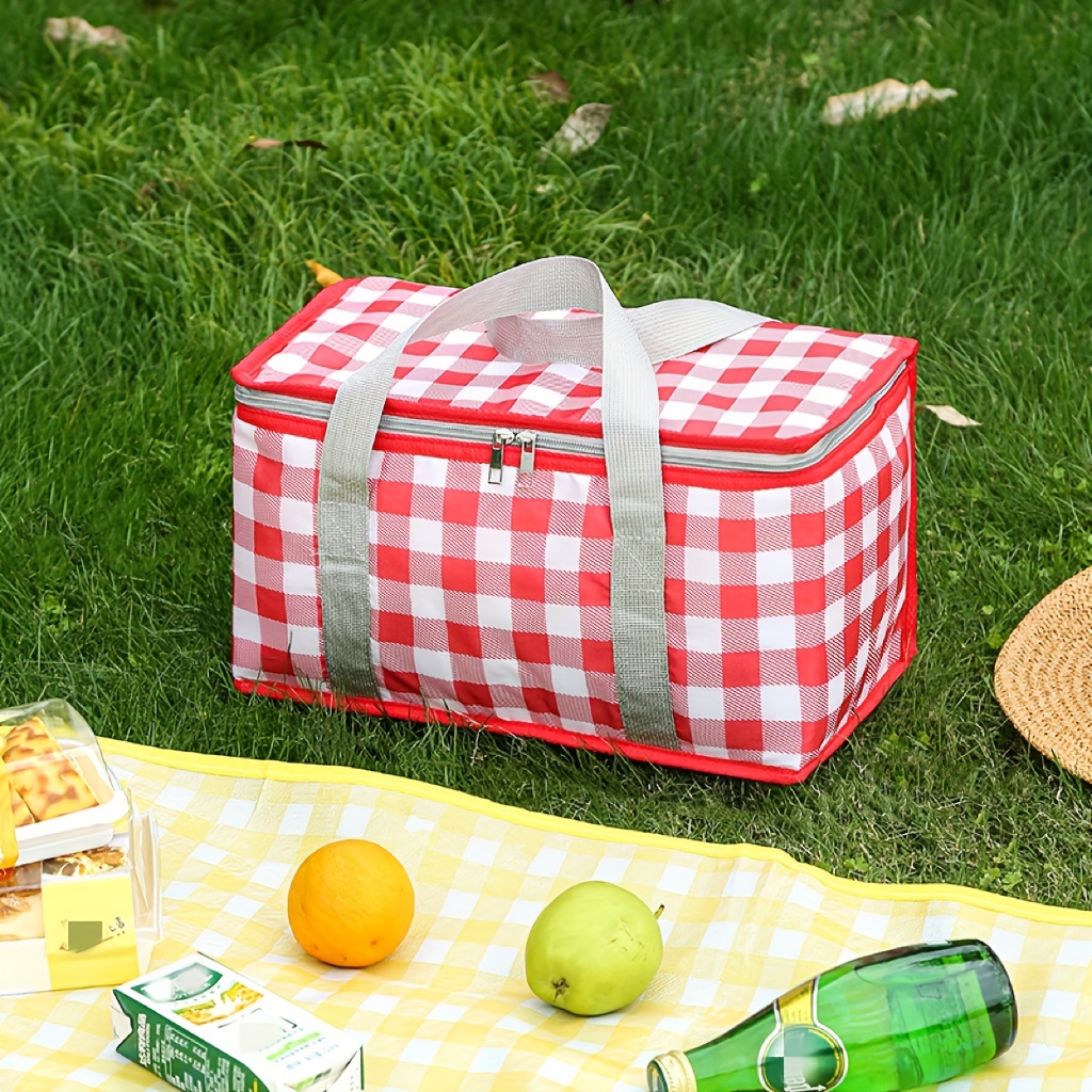 

1pc Large Capacity Lunch Box Bag Portable, Aluminum Foil Bag Thickened Oxford Cloth Bento Bag, Outdoor Folding Picnic Bag