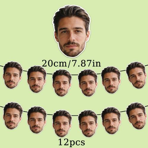 6 8 12pcs customizable photo party banner backdrop bunting banner personalized any face photo banner garland decoration durable paper material for birthdays weddings graduations retirements bachelorette parties indoor outdoor parties
