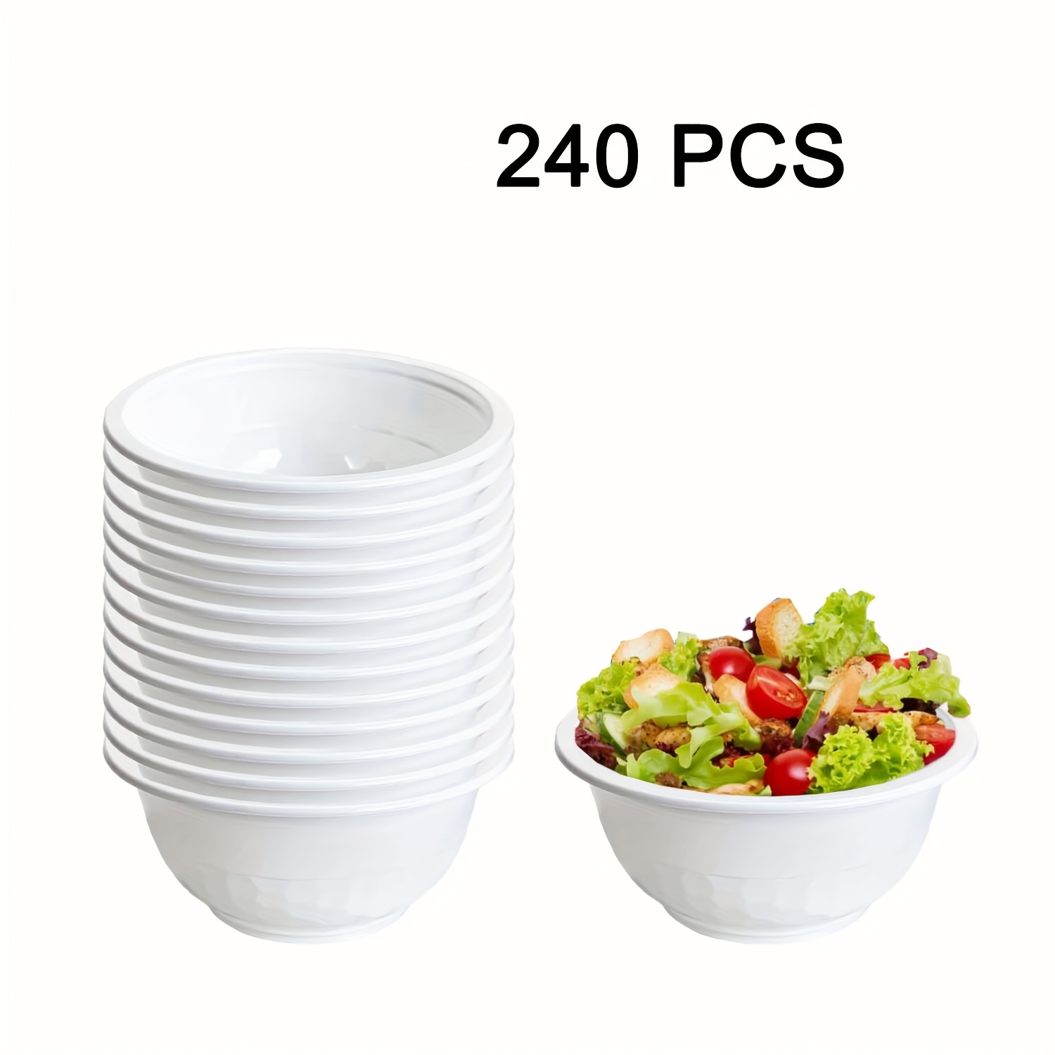 Temu – TEMU 240/120 Packs Outdoors 13oz Soccer Disposable White Hard Plastic Bowls, Camping Salad Bowls Small Serving Bowls Bulk Party Supplies For Ice